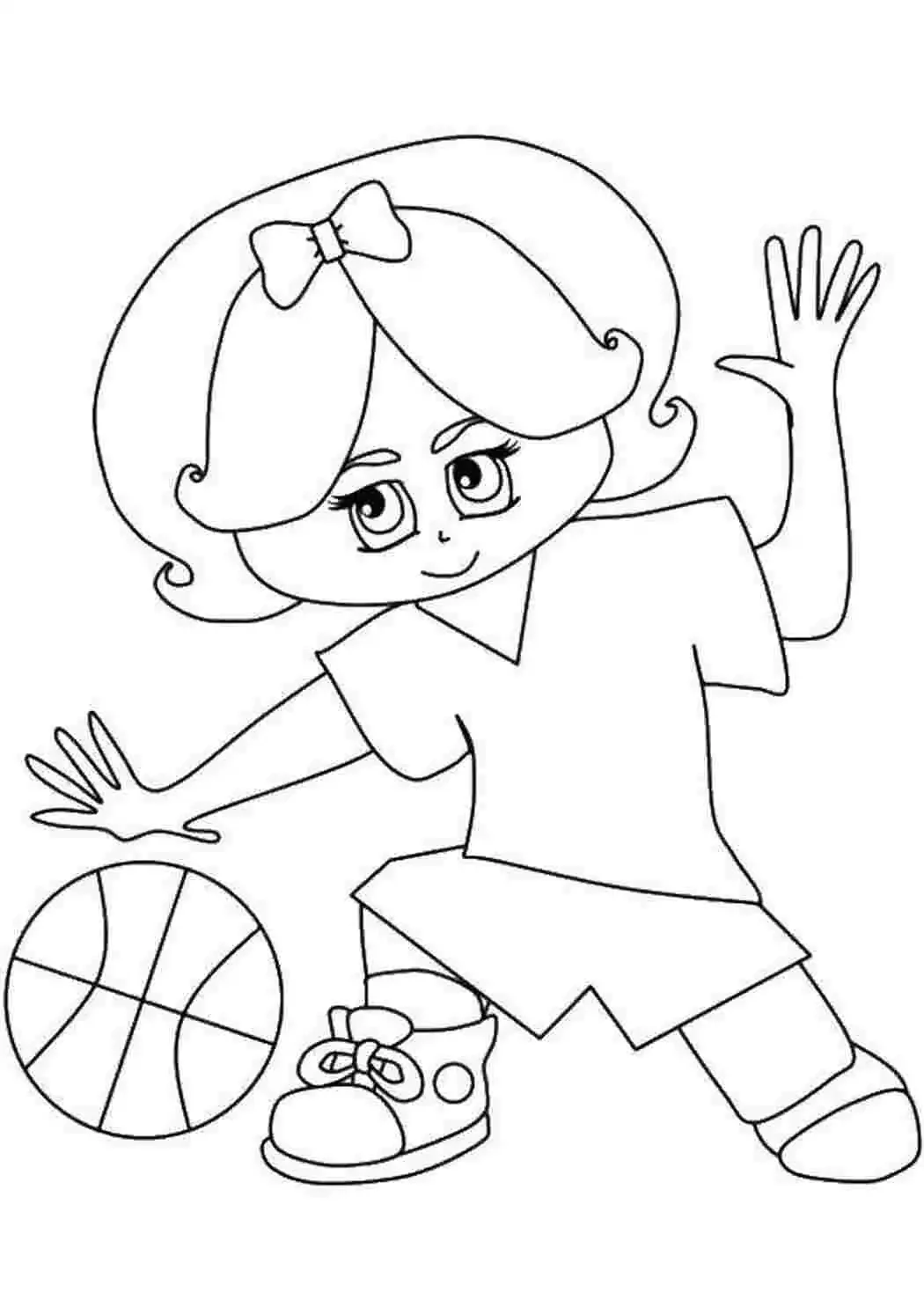 Раскраска девочка с мячом