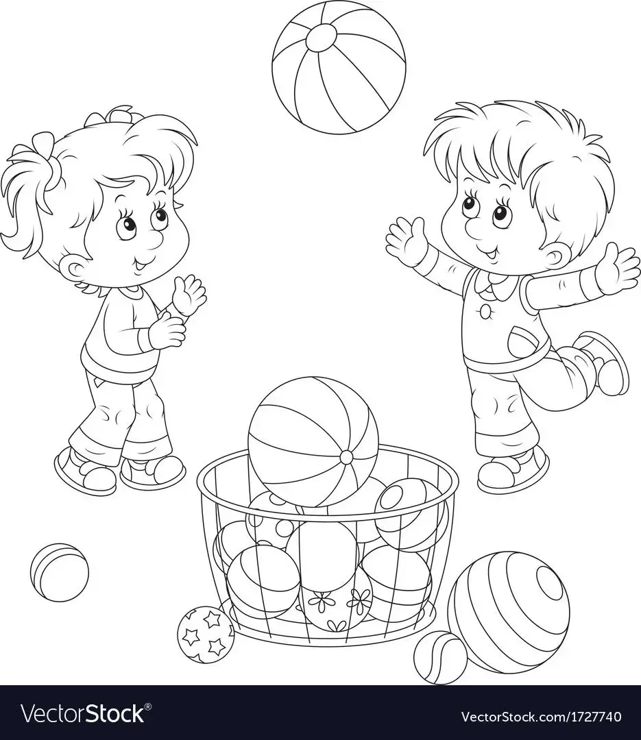 Игры с мячом раскраски для детей
