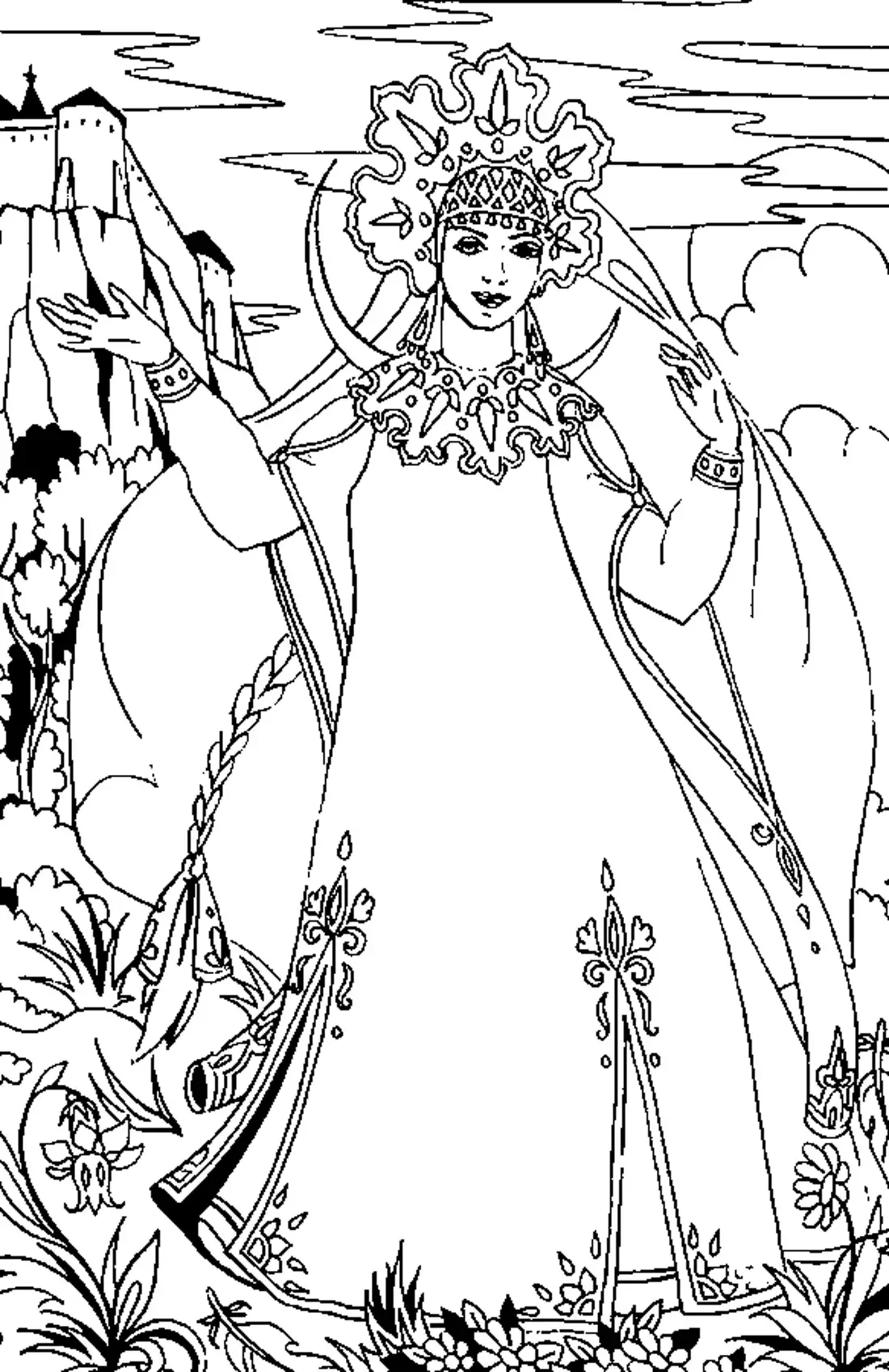 Царевна лебедь раскраска