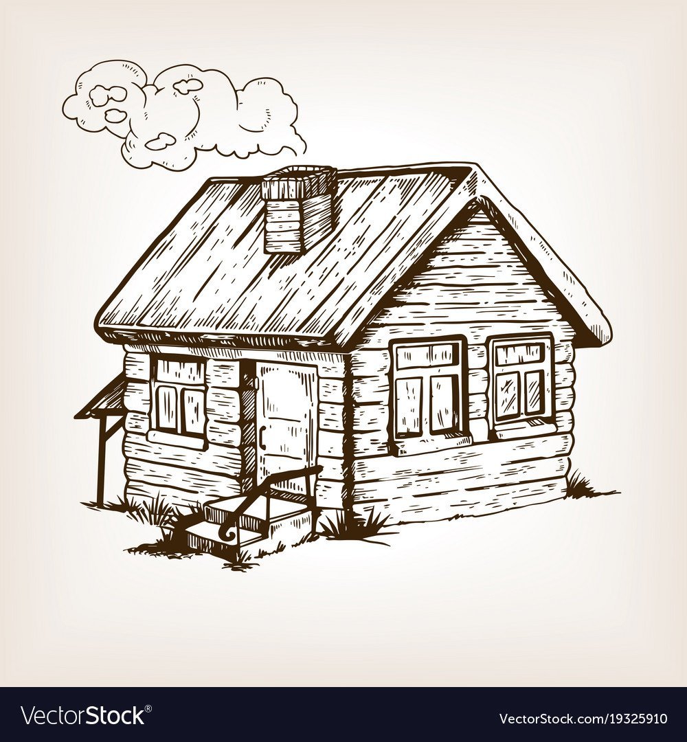 Русская изба рисунок