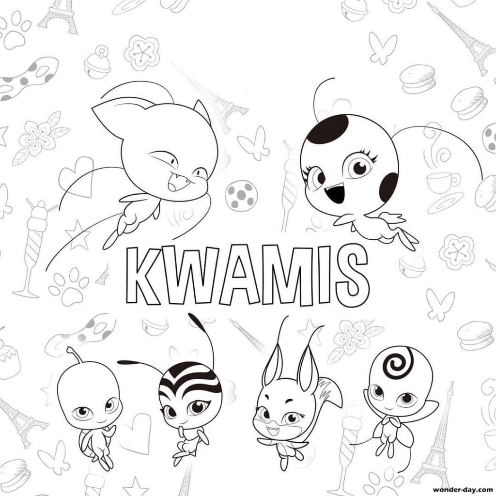 Раскраски КВАМИ из леди баг и супер кот