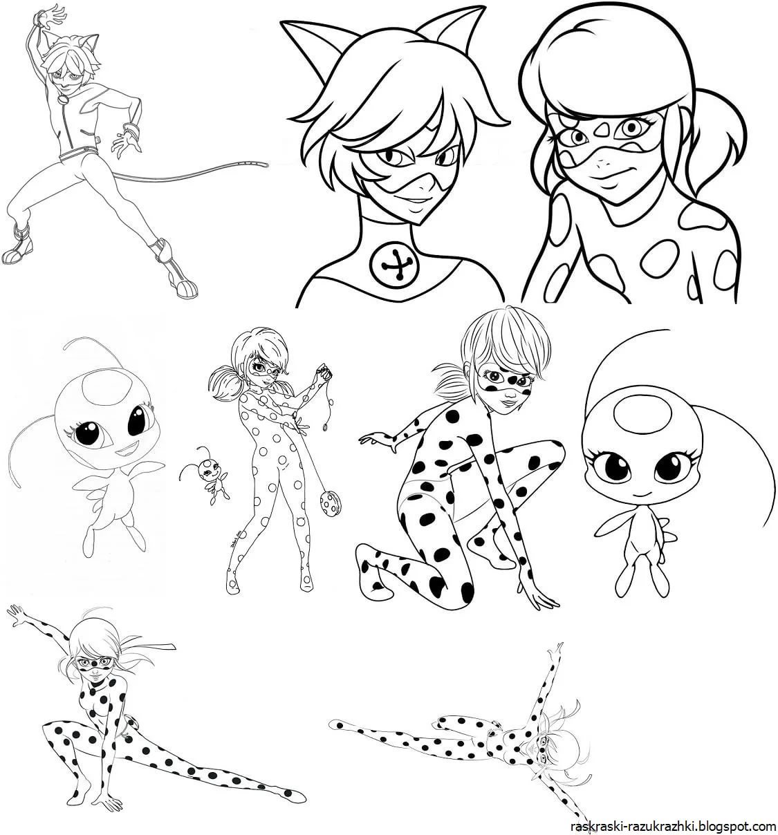 Раскраски леди баг и супер кот Маринет