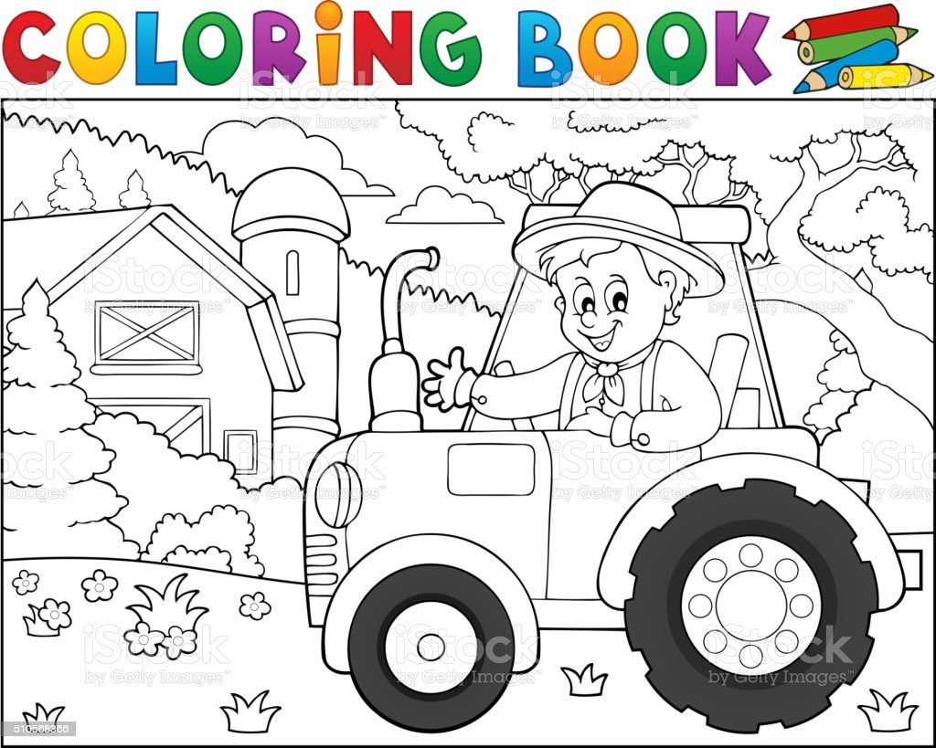 Раскраска тракторист для детей 3-4 лет