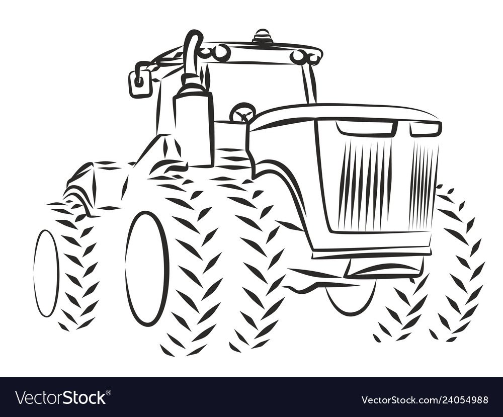 Трактор John Deere карандашом сбоку