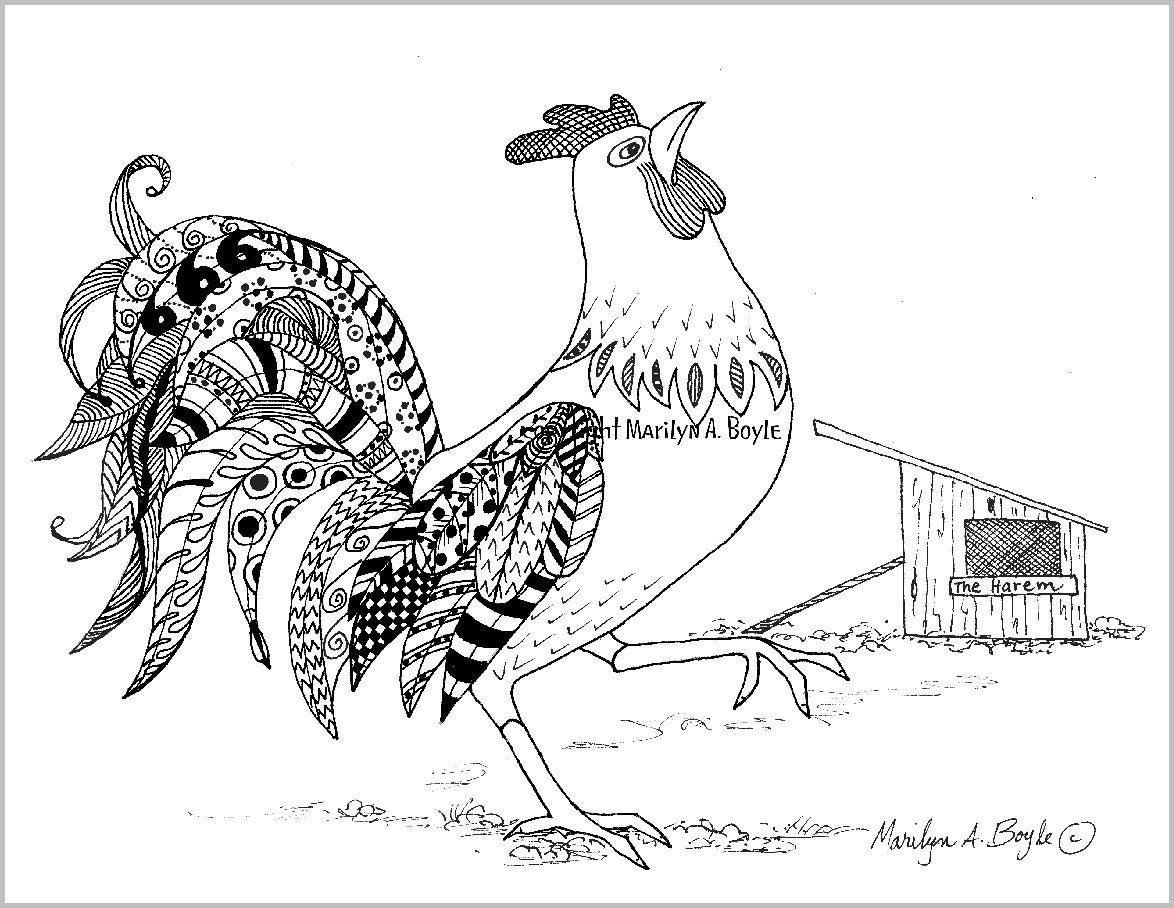 Раскраска Петушки