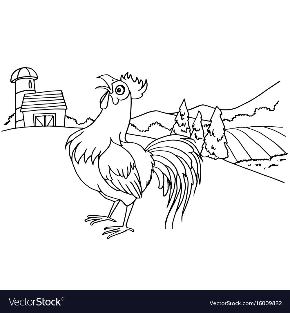 Петух раскраска