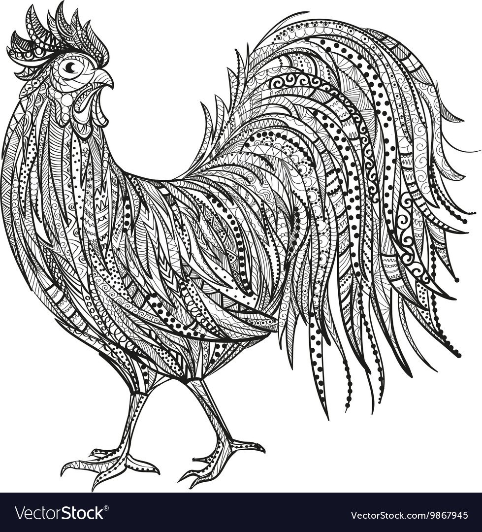 Курица и петух раскраска