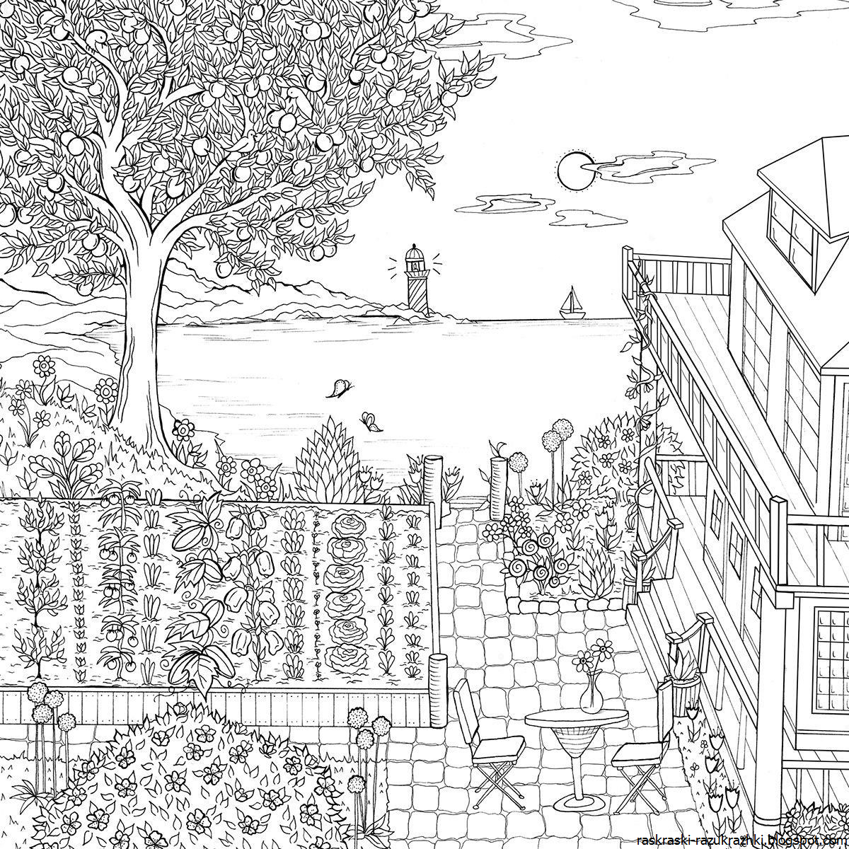 Джоанна Бэсфорд таинственный сад чёрно белая