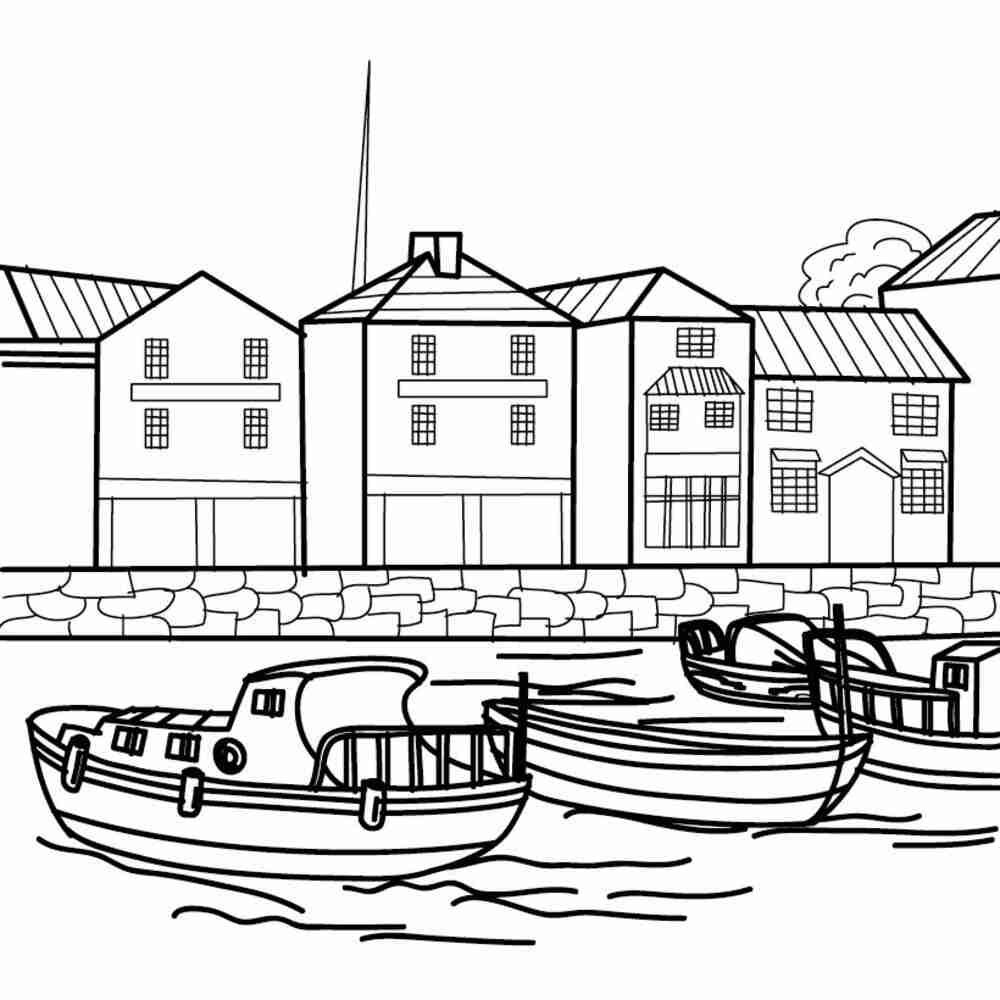 Морской порт раскраска