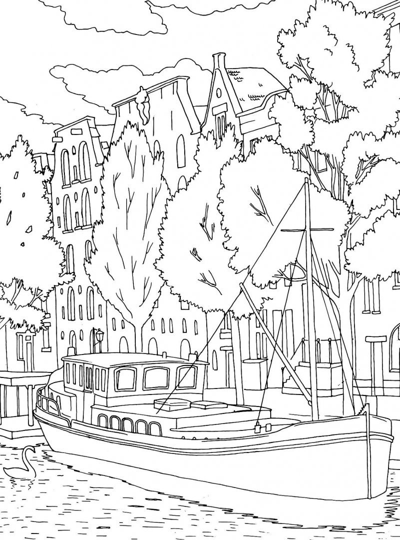 Корабль раскраска для детей