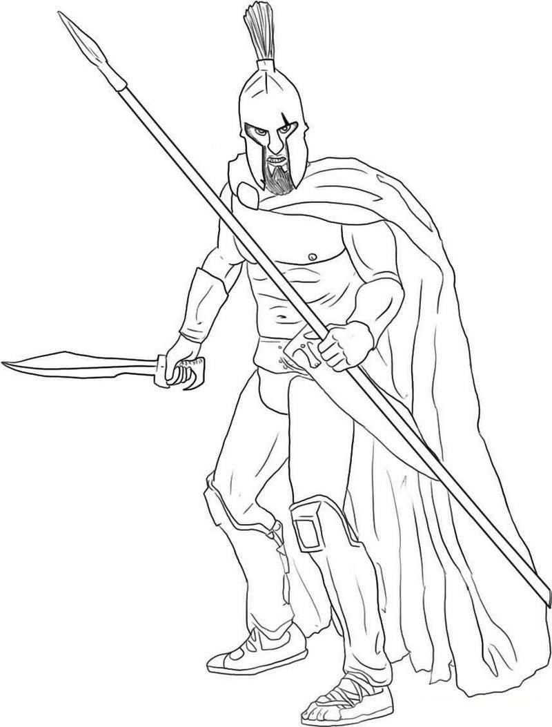 Спартанский воин раскраска