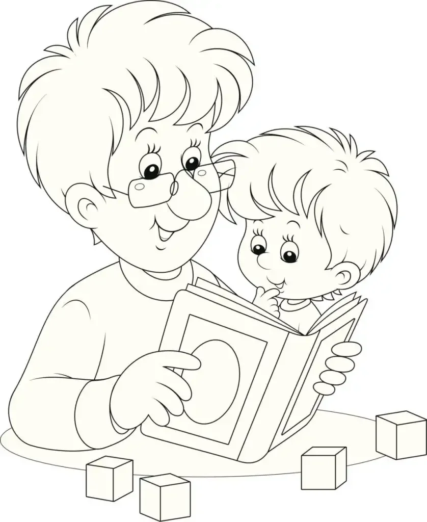 Раскраска бабушка читает