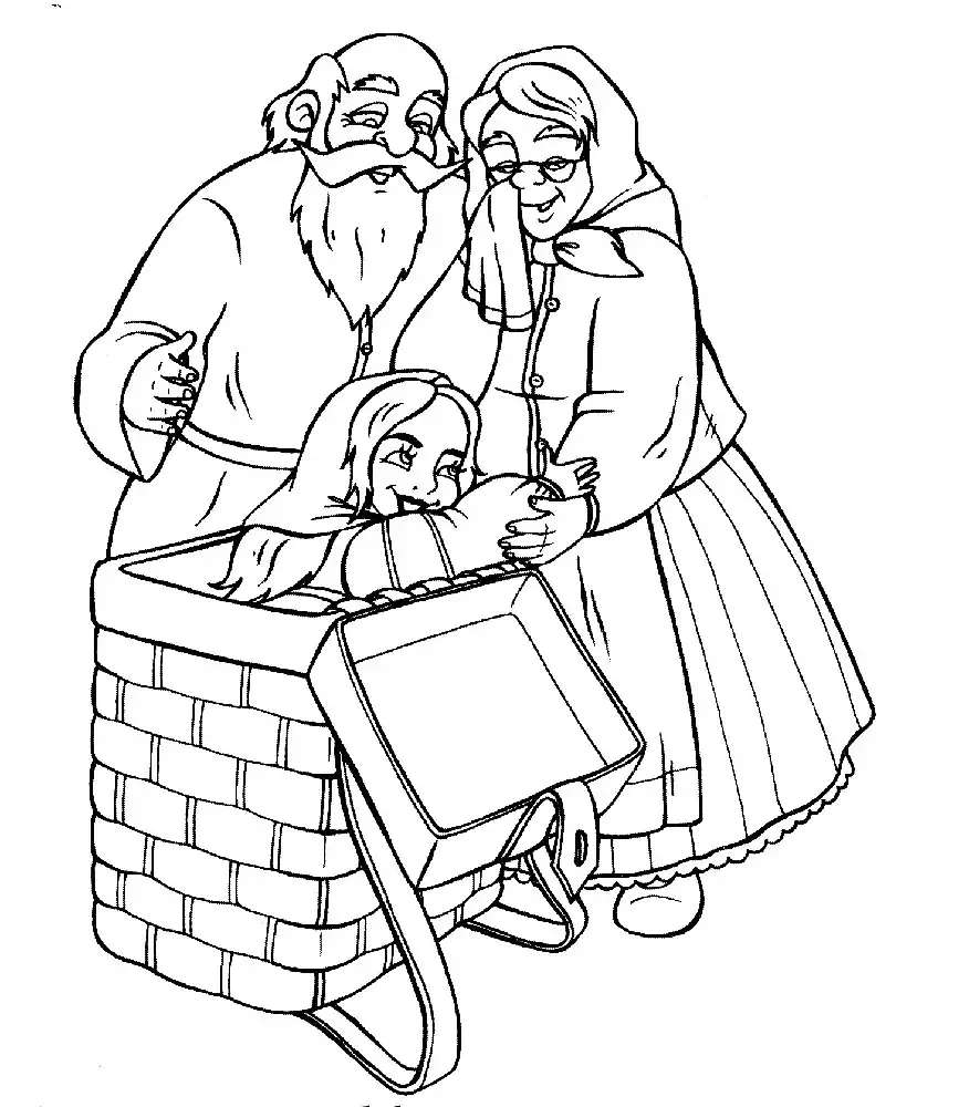 Рисование одной линией бабушка с внуком