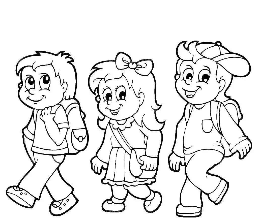 Школьники раскраска для детей