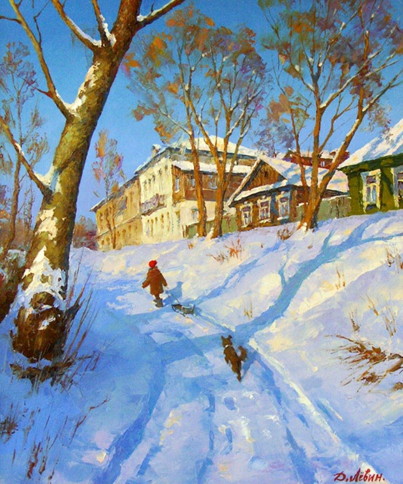 Зимнее небо живопись