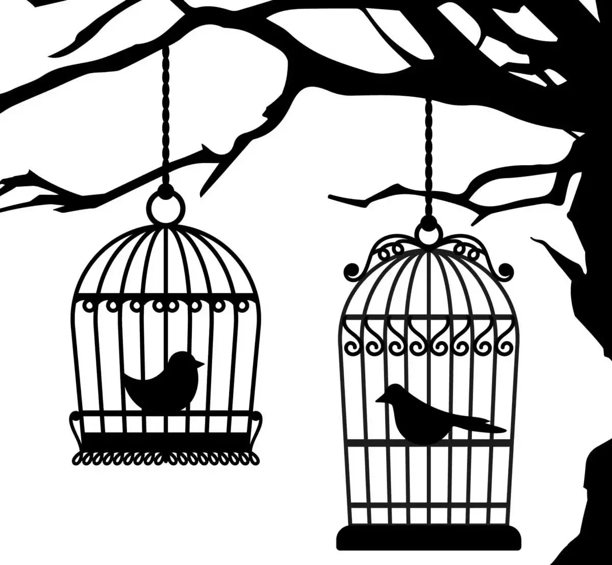 Птица в клетке раскраска