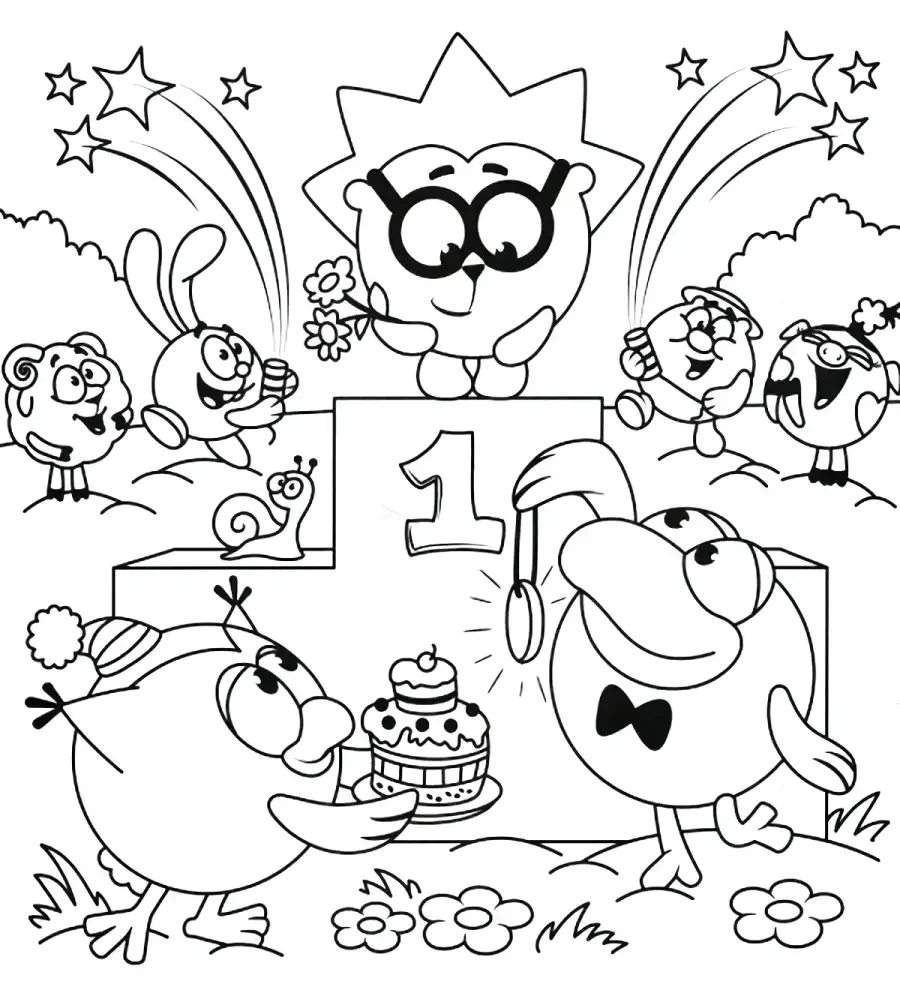 Смешарики раскраска Бараш спорт