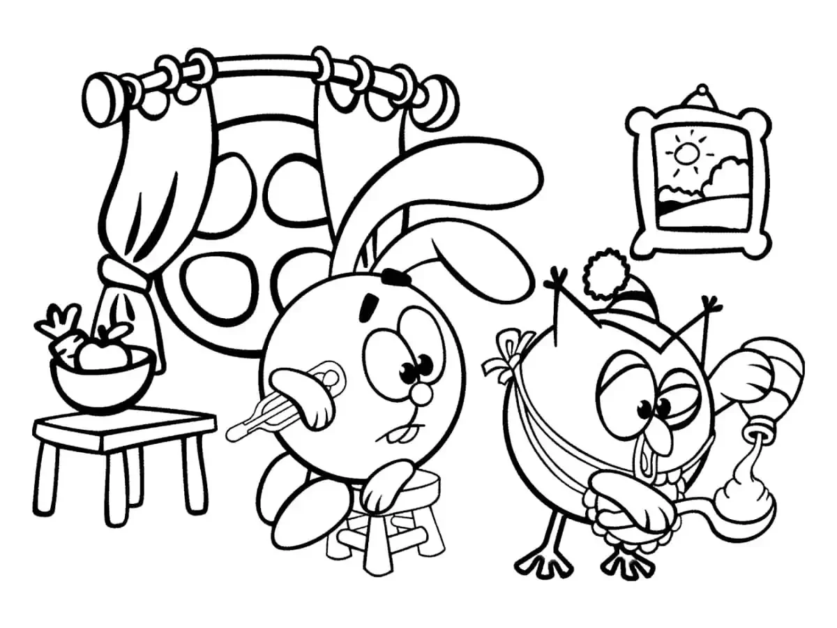 Смешарики раскраска для детей