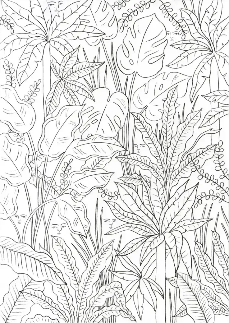 Экзотические растения раскраска