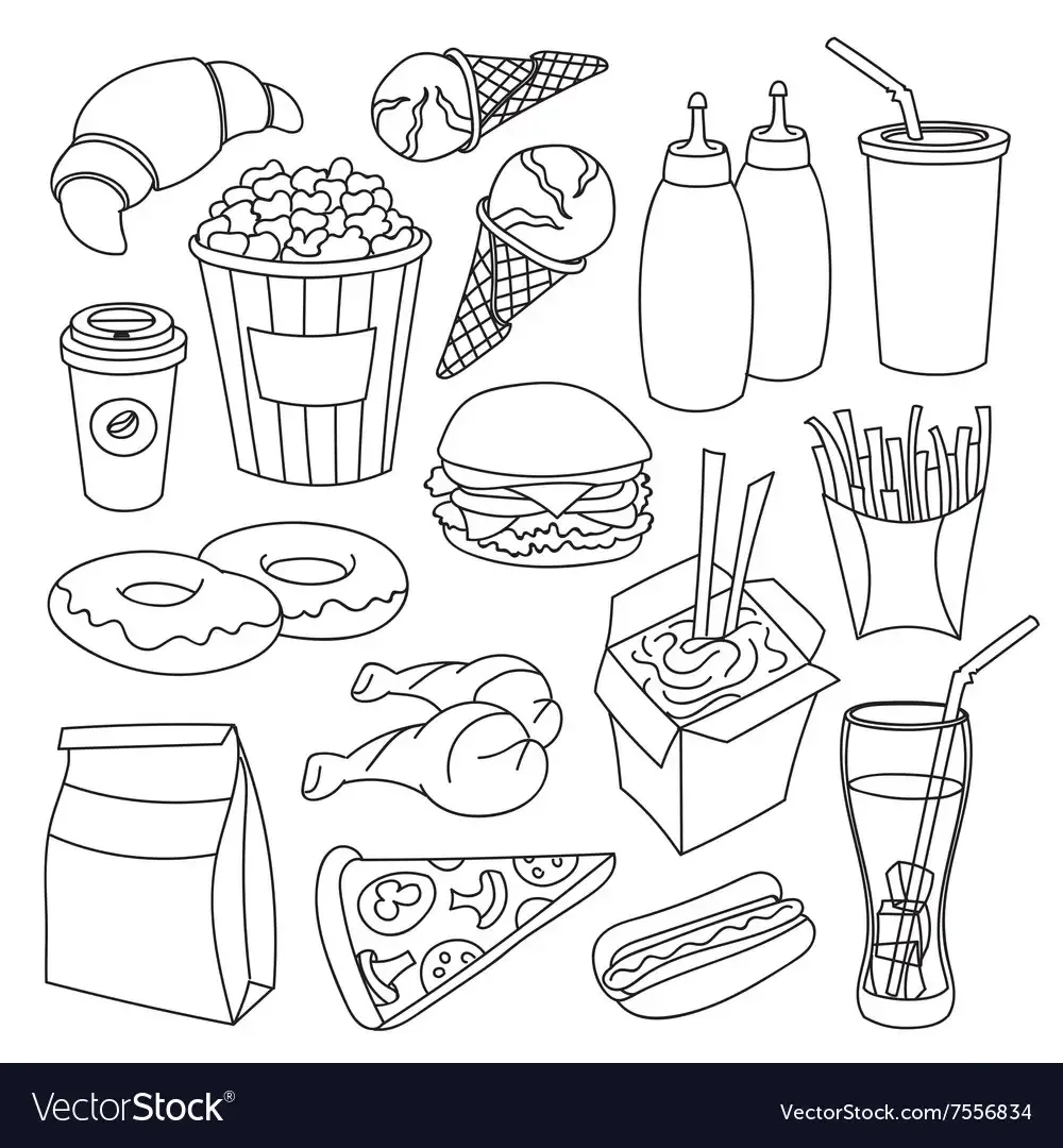 Раскраски еда фаст фуд