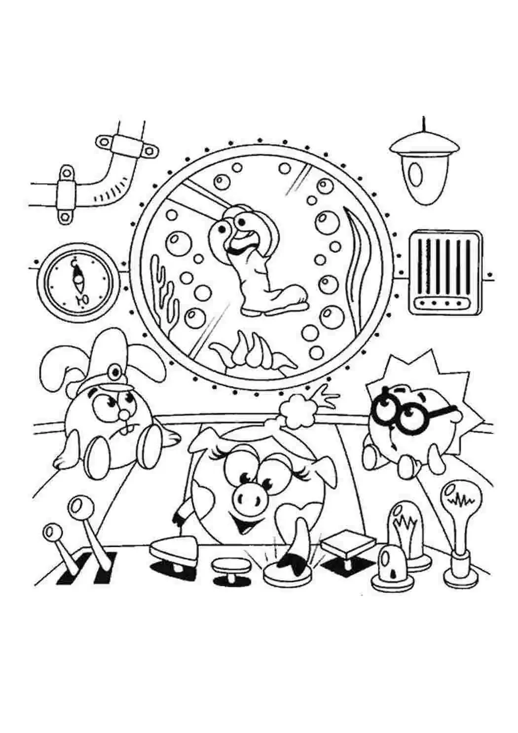 Крош Ежик Нюша раскраска