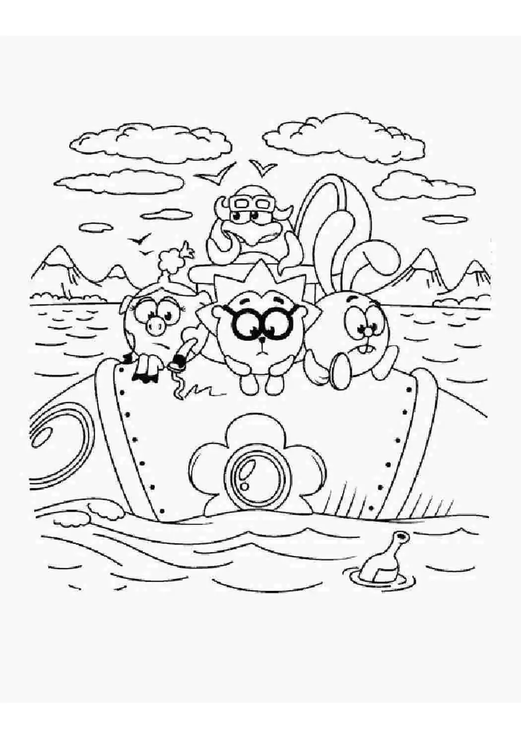 Раскраски Смешарики Крош и Ежик