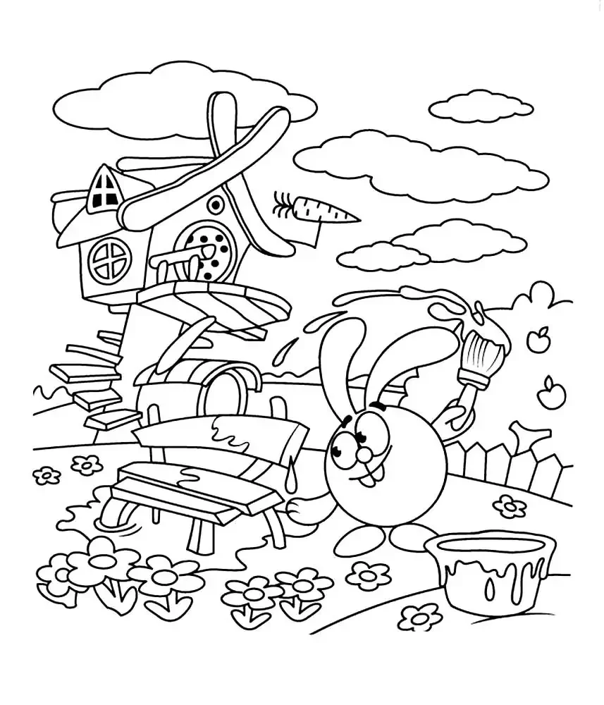 Печать раскраски Смешарики Крош