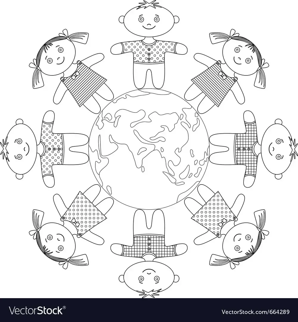 Раскраска дети на земном шаре