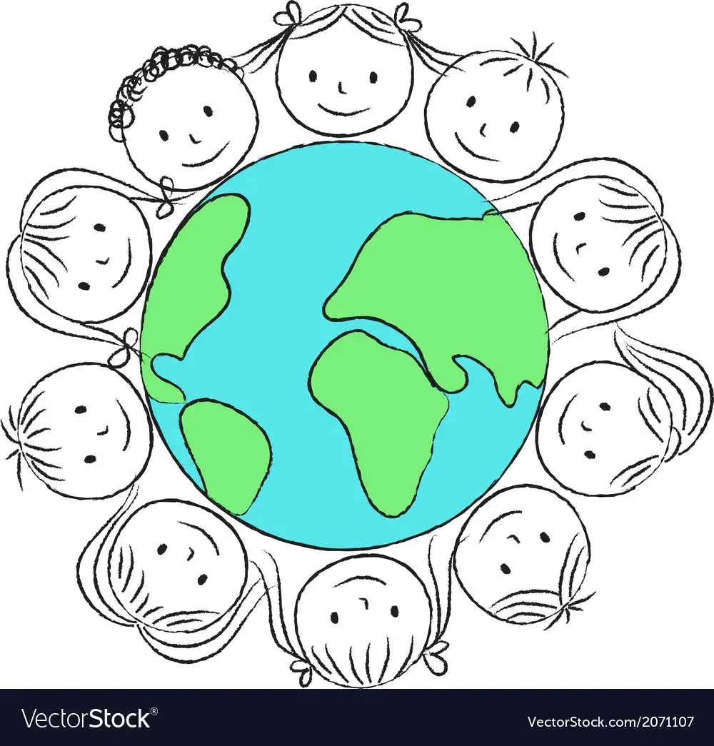Рисовать детей вокруг земного шара