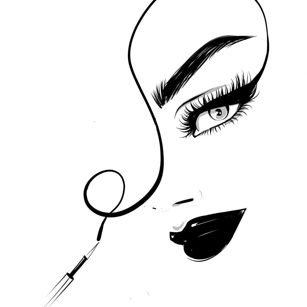 Силуэт девушки с ресницами