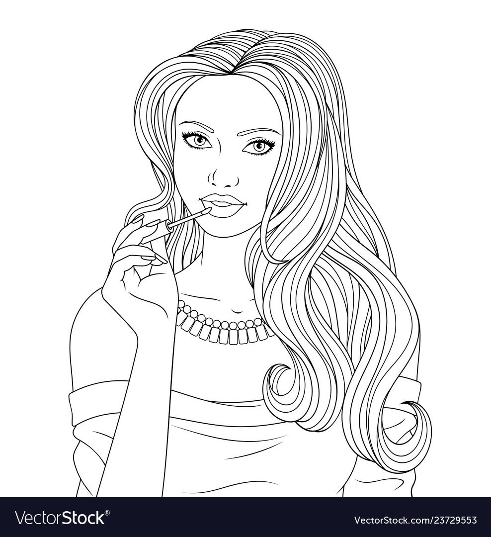 Раскраски девушки с большими губами