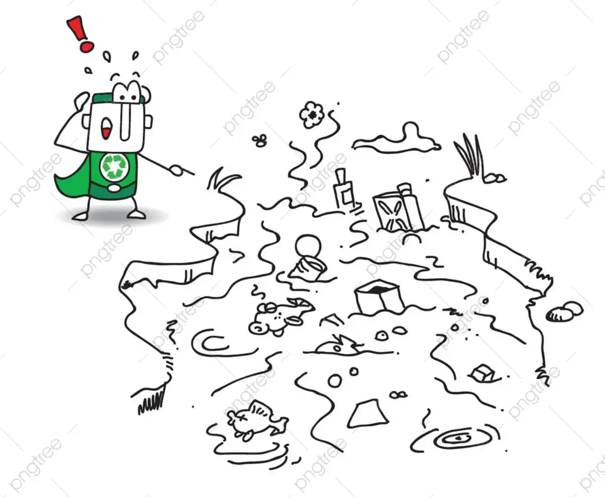 Мусор на берегу рисунок