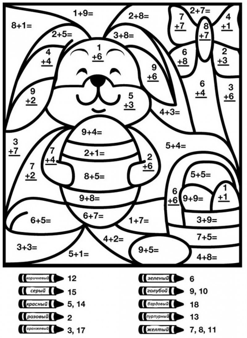 Раскраска по номерам умножение