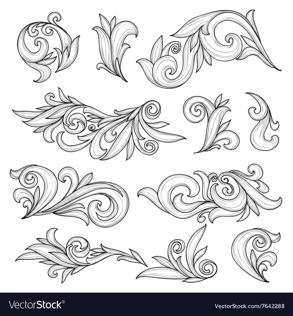 Трафарет завитушки для филиграни