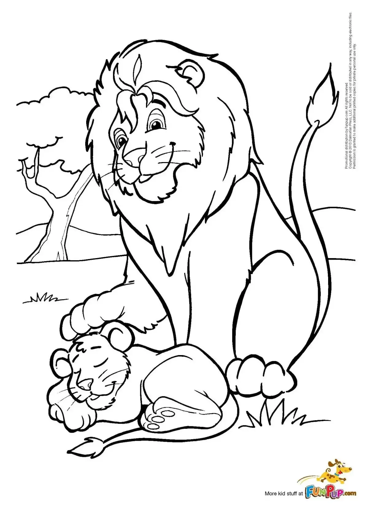 Лев и собачка раскраска