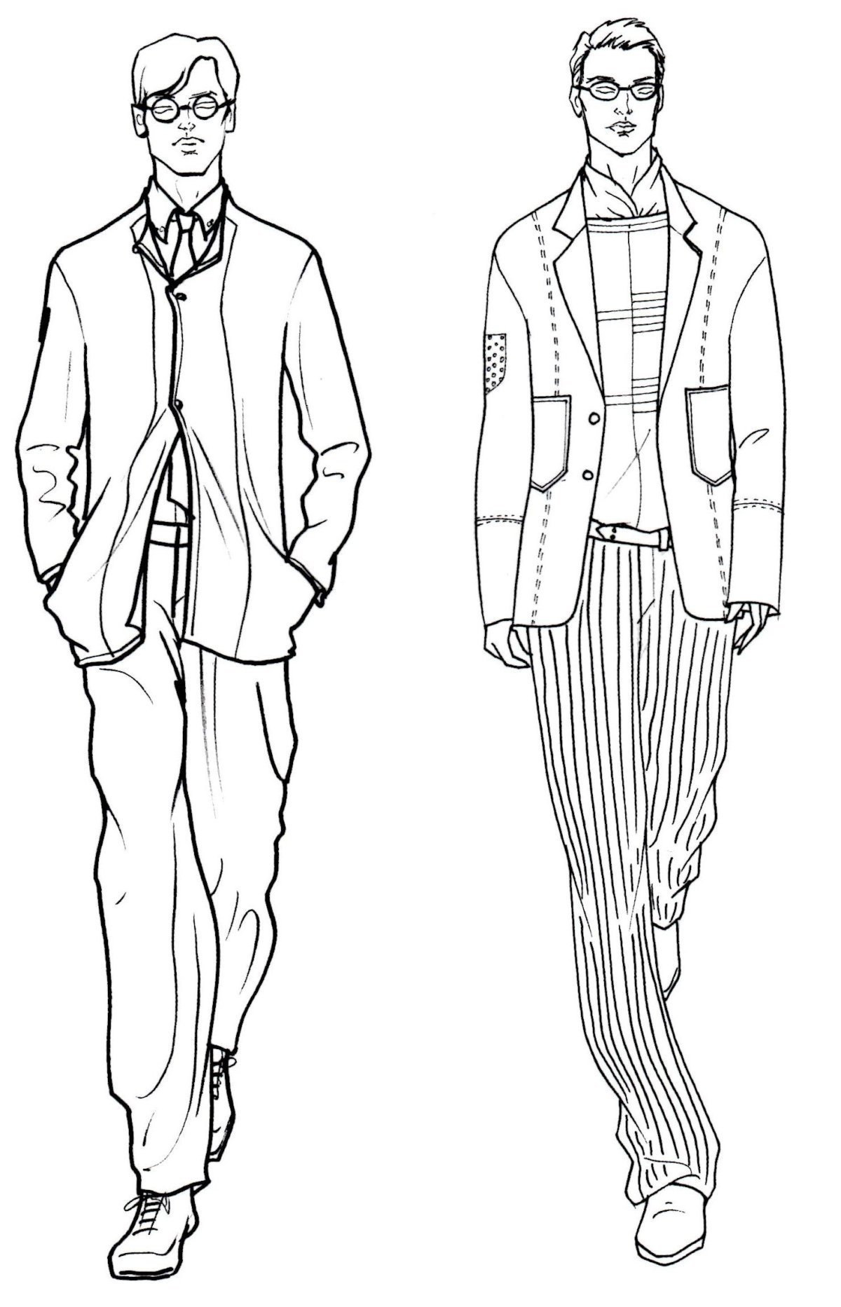 Нарисовать мужской костюм