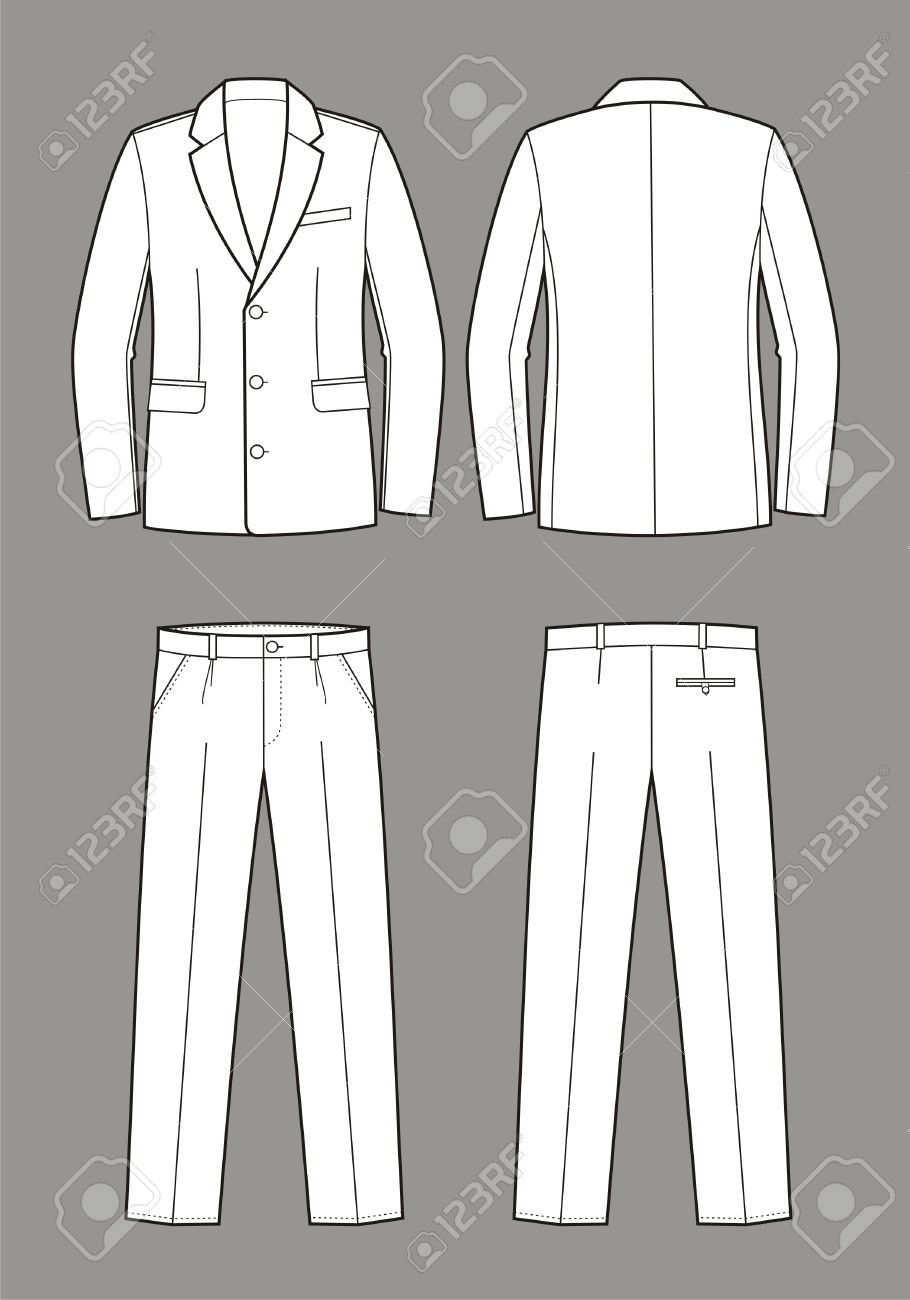 Мужской костюм XVIII века карандашом