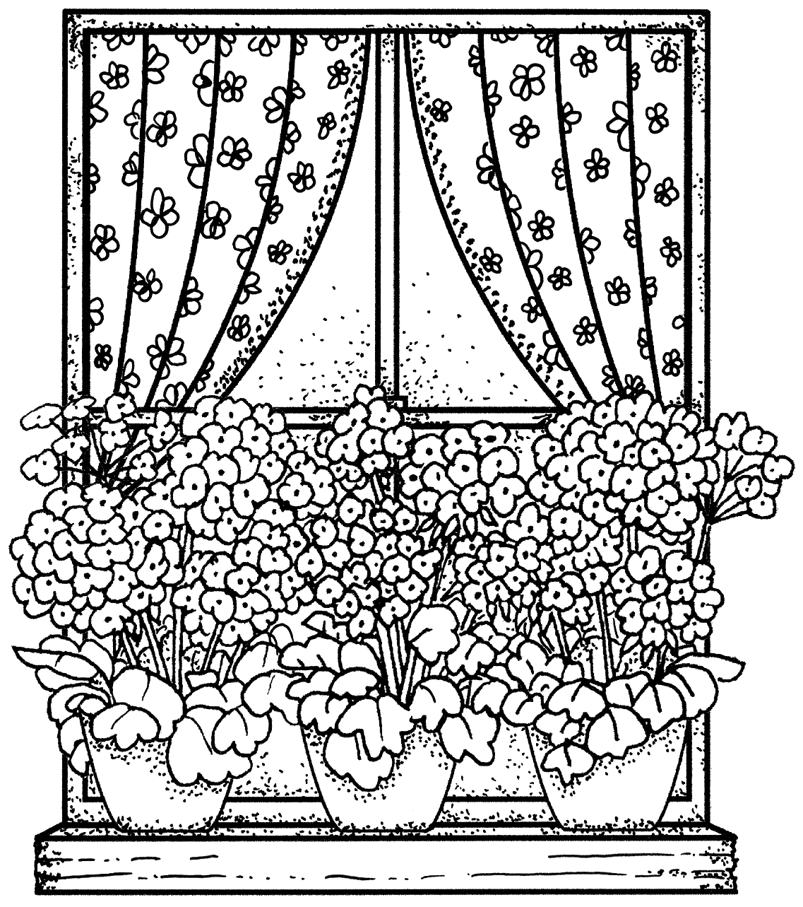 Клумба цветов раскраска