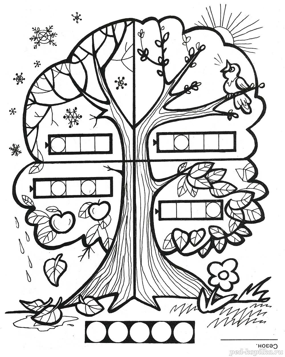 Разукрашенные деревья по временам года