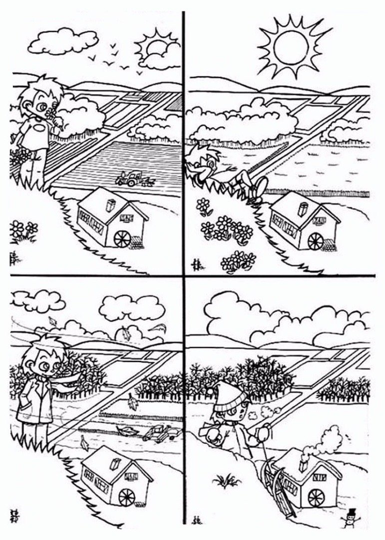Времена года раскраска для детей