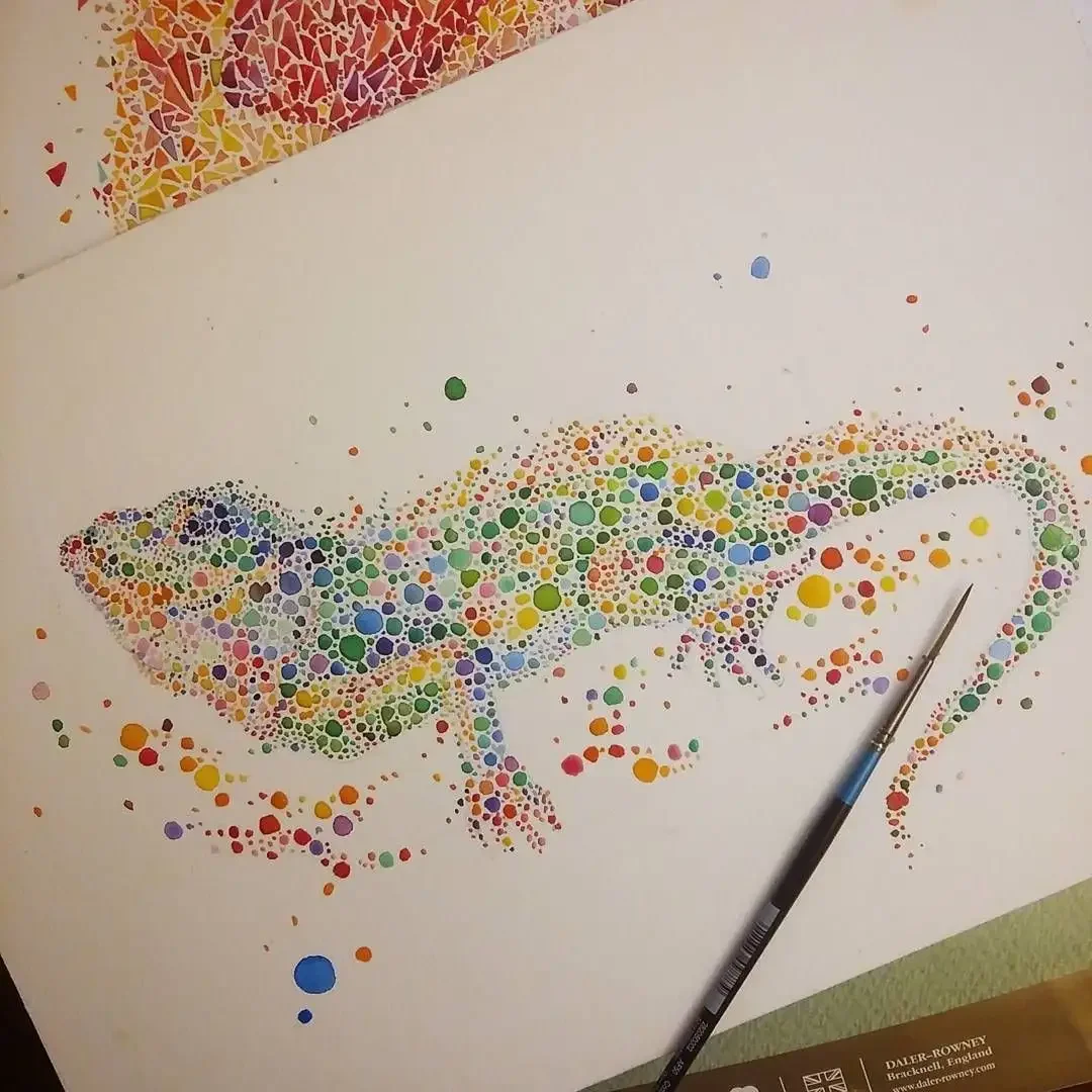 Рисование акварелью точечно