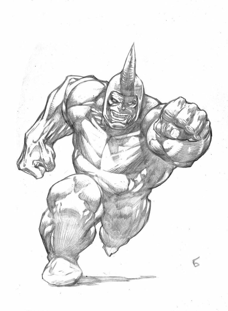 Человек носорог раскраска