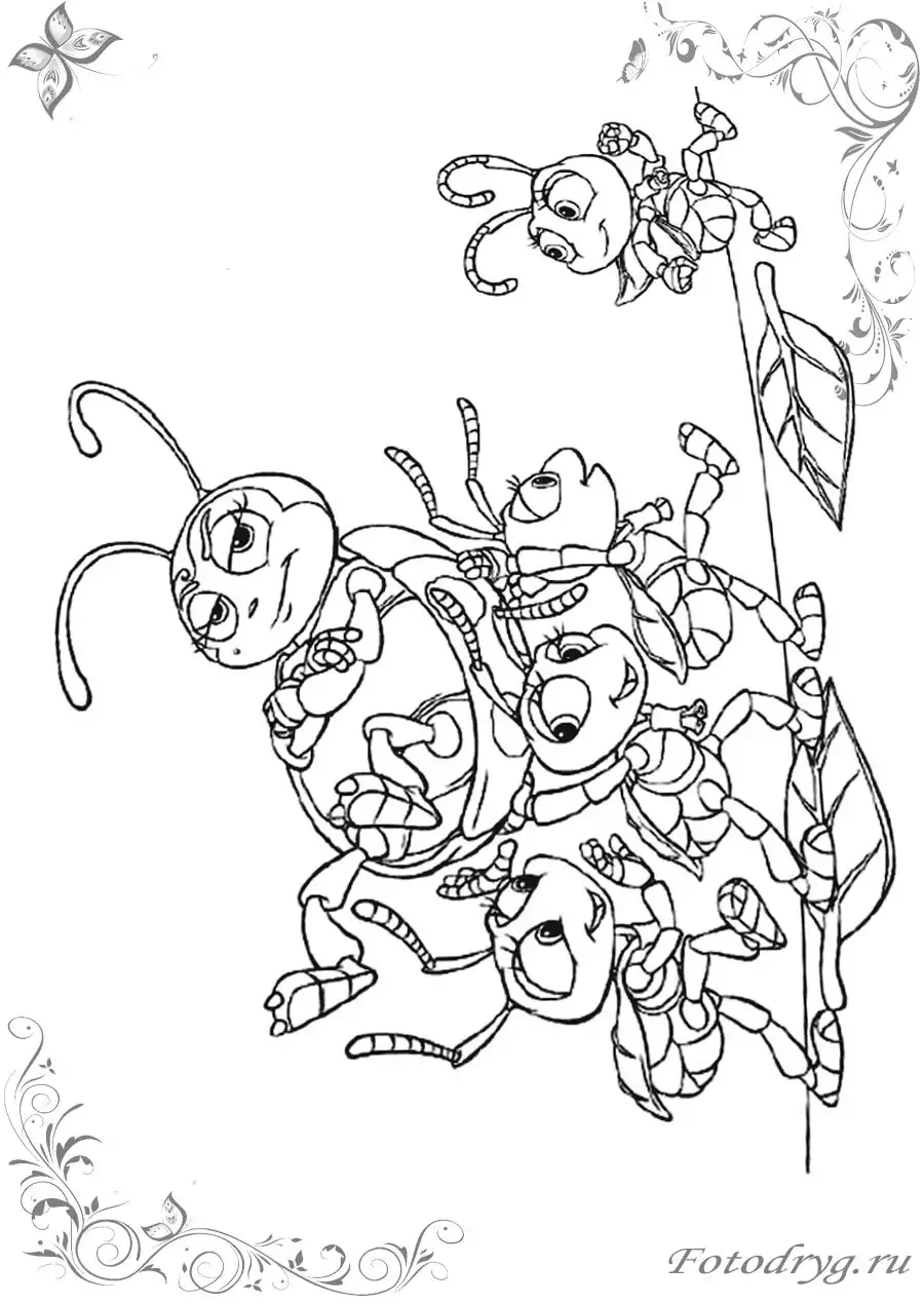 Приключения Флика раскраска