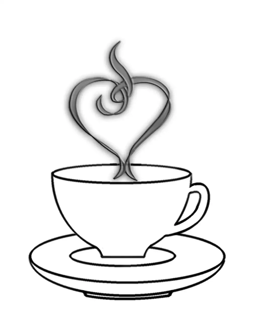 Раскраска чашка с блюдцем