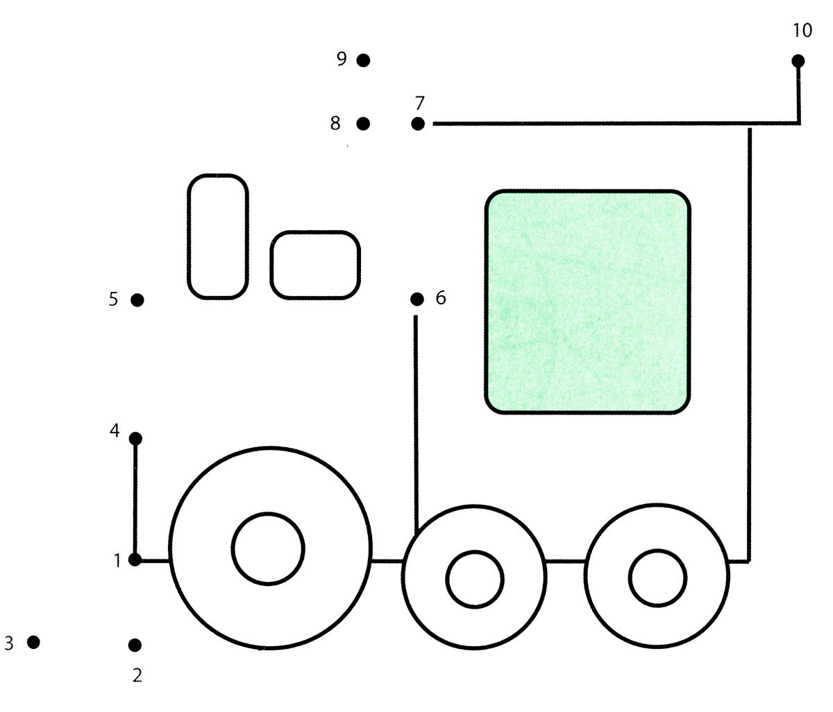 Машинка по точкам с цифрами