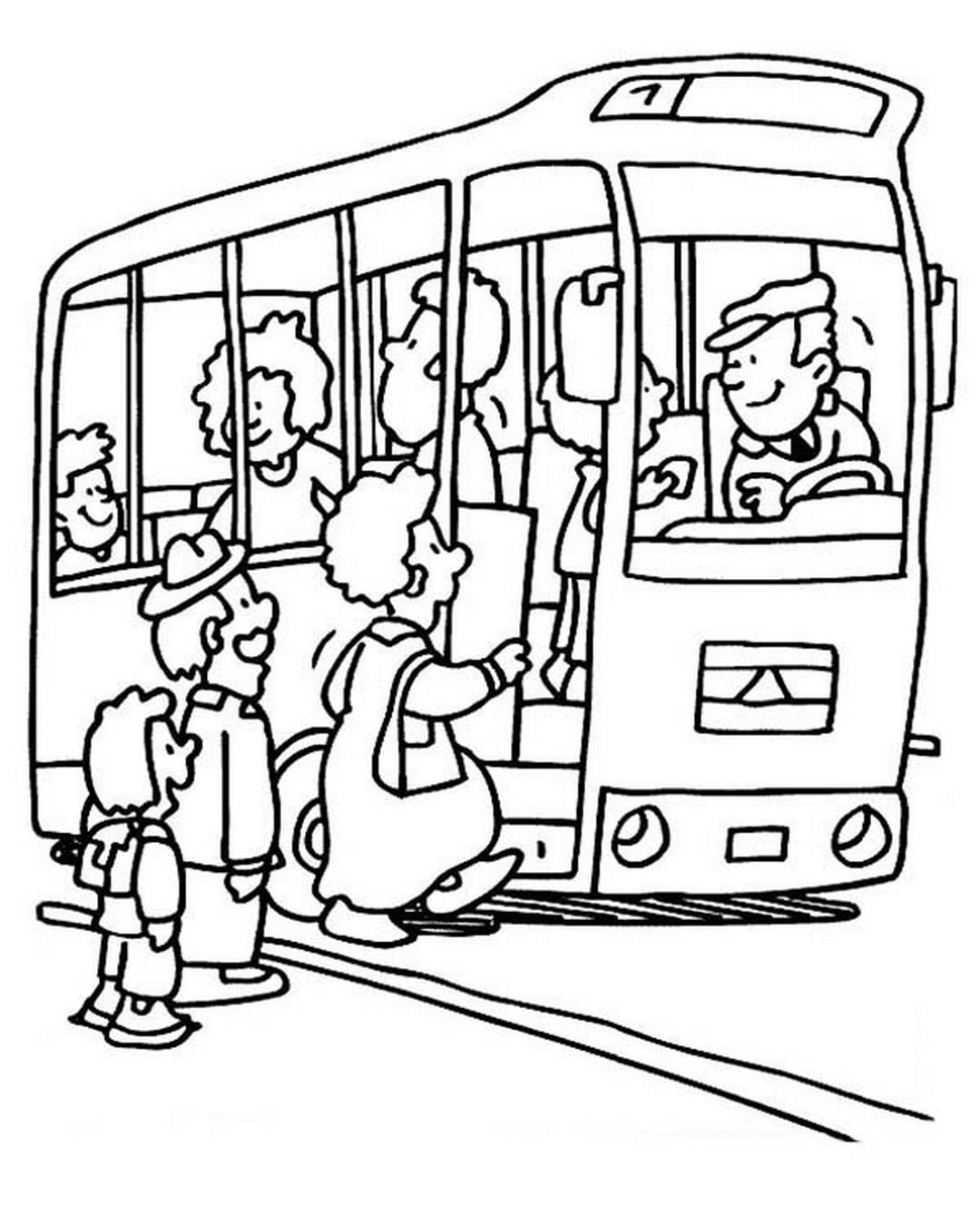 Общественный транспорт раскраска