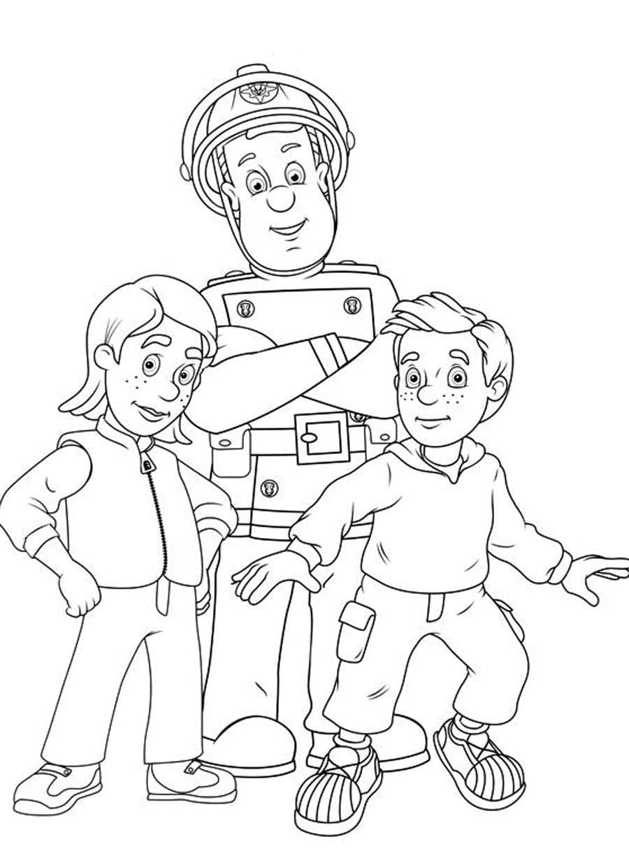 Раскраски для детей пожарный Сэм