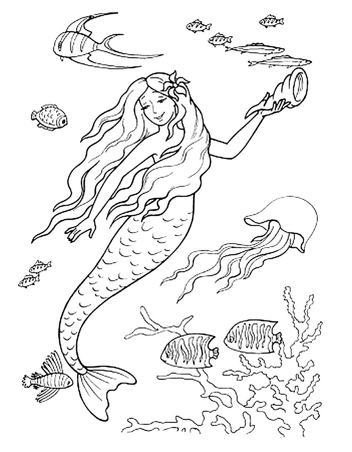 Русалочка Ганс христиан Андерсен раскраска для детей