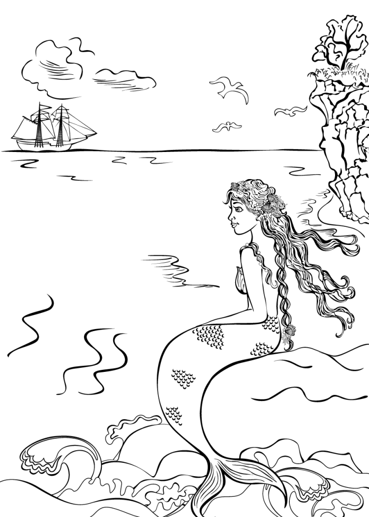 Трафарет русалки