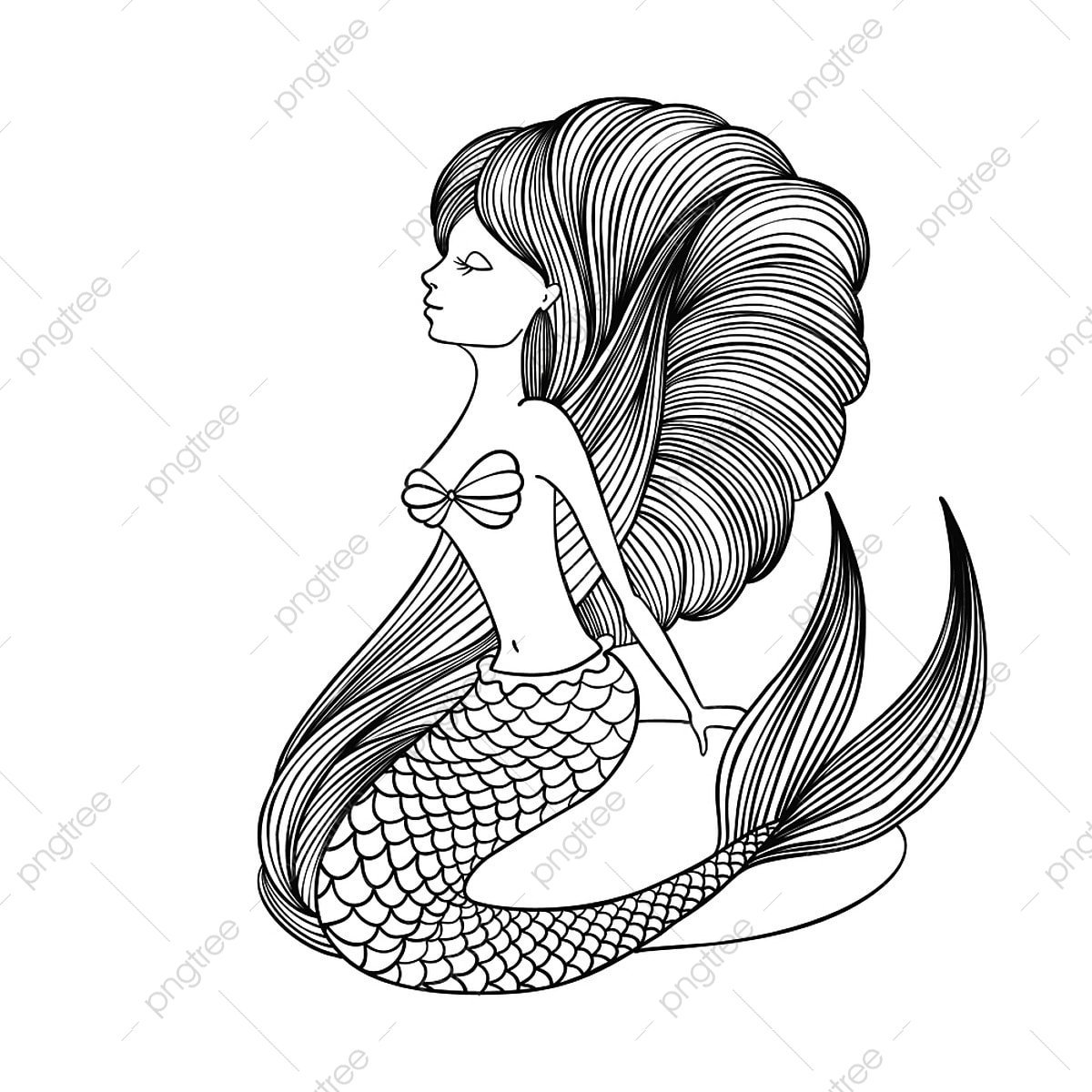 Русалочка с бабочками раскраска